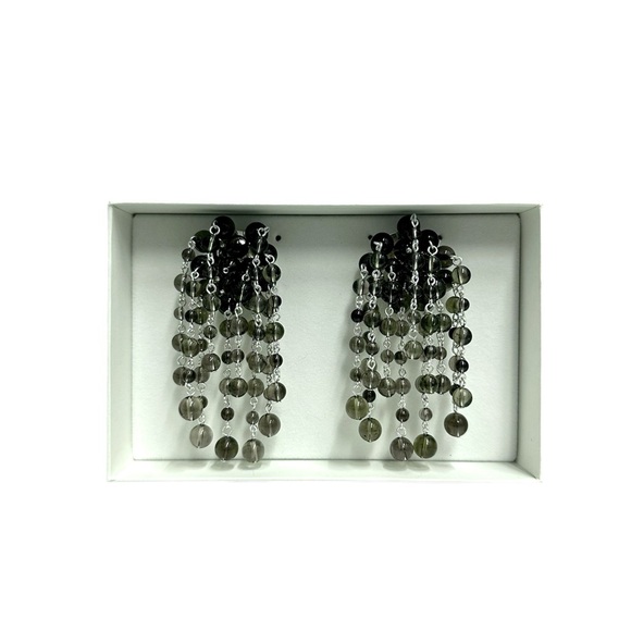 COS ATELIER Black Quartz Cascade Large Texture Clip On Earrings - Picture 3 of 6